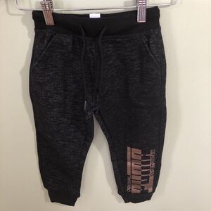 Puma Original Sportswear Boys Jogger Sweatpants Black Size 4 Gold Lettering